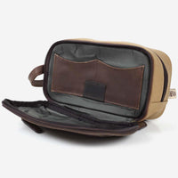 Teales Khaki Canvas and Leather Wash Bag
