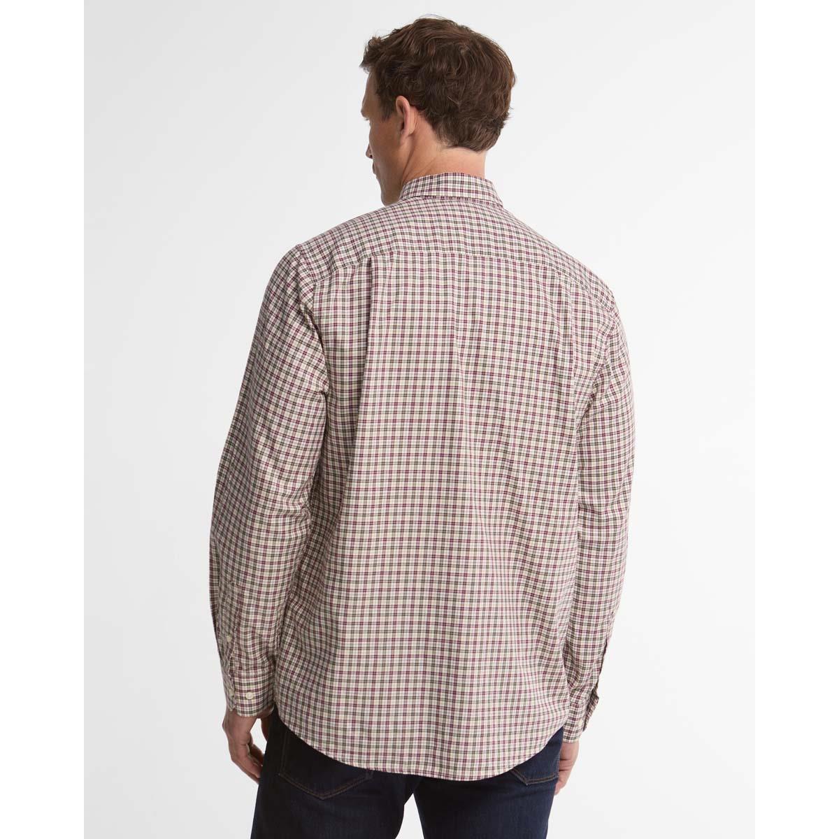 Olive Barbour Mens William Regular Fit Checked Shirt BACK