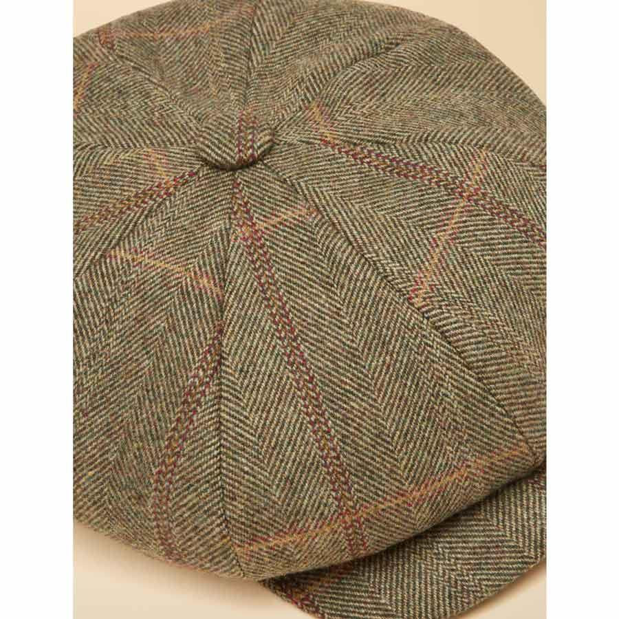 Khaki Tweed Joules Womens Harrogate Baker Boy Hat Top