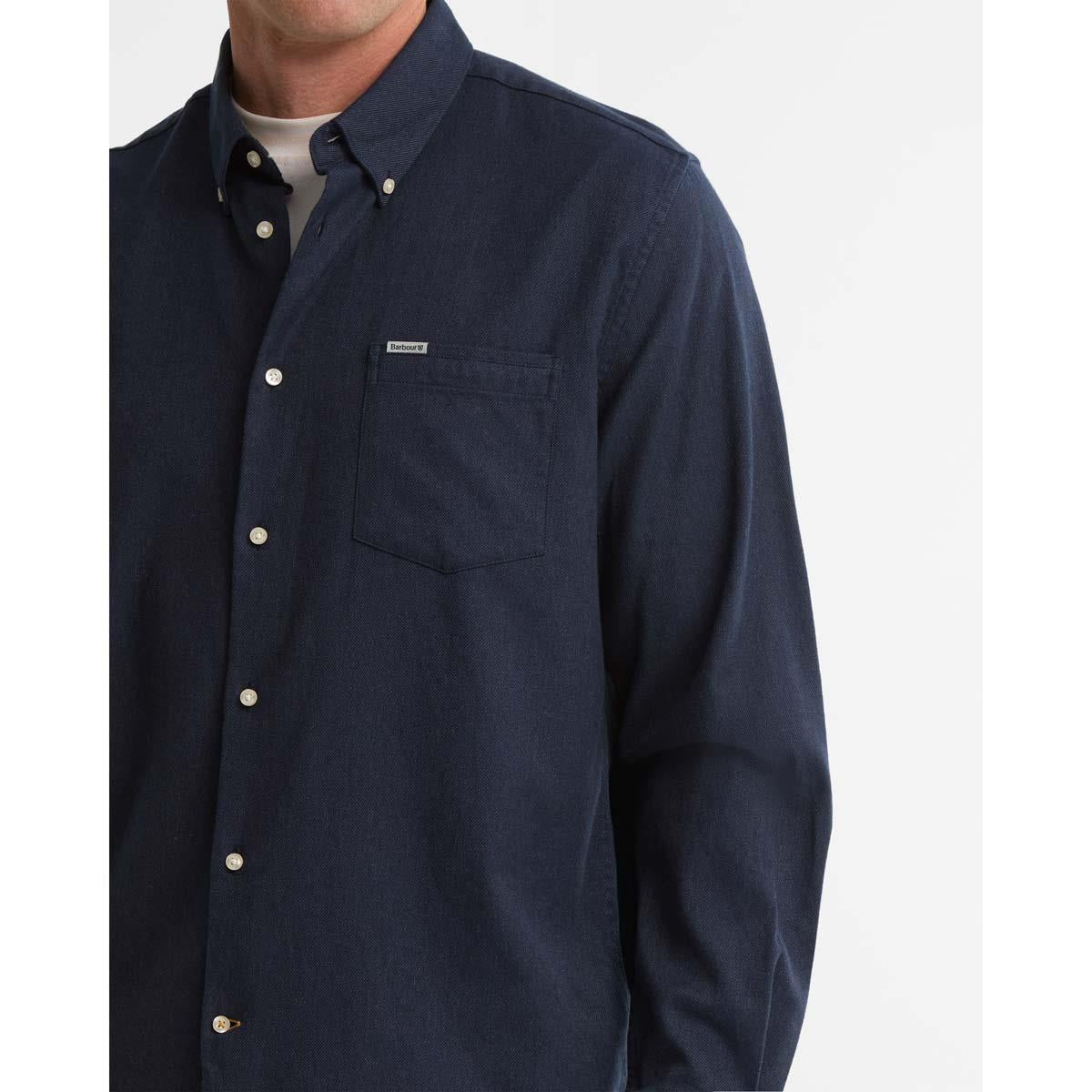 Navy Barbour Mens Sparrowhill Regular Fit Shirt COLLAR