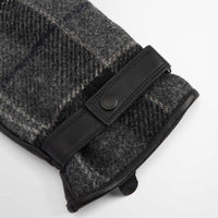 Black/Grey Barbour Mens Newbrough Tartan Gloves Cuff