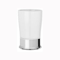 Chrome Plated Samuel Heath Style Moderne Freestanding White Ceramic Tumbler Holder N6665W