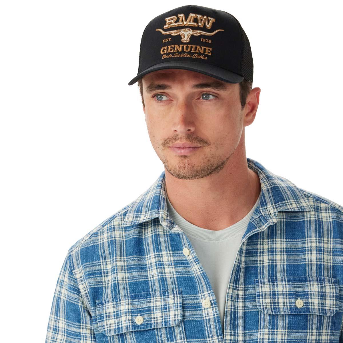 Worker Black R.M. Williams Genuine Longhorn Trucker Cap model