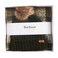 Barbour Womens Saltburn Beanie & Tartan Scarf Set