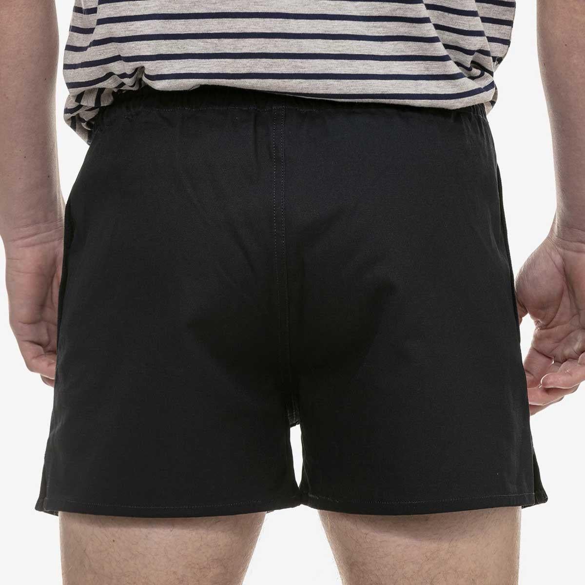 Navy Swanndri Mens Rugby Shorts On Model Back