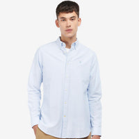 Sky Blue Barbour Mens Striped Oxtown Tailored Shirt On Model