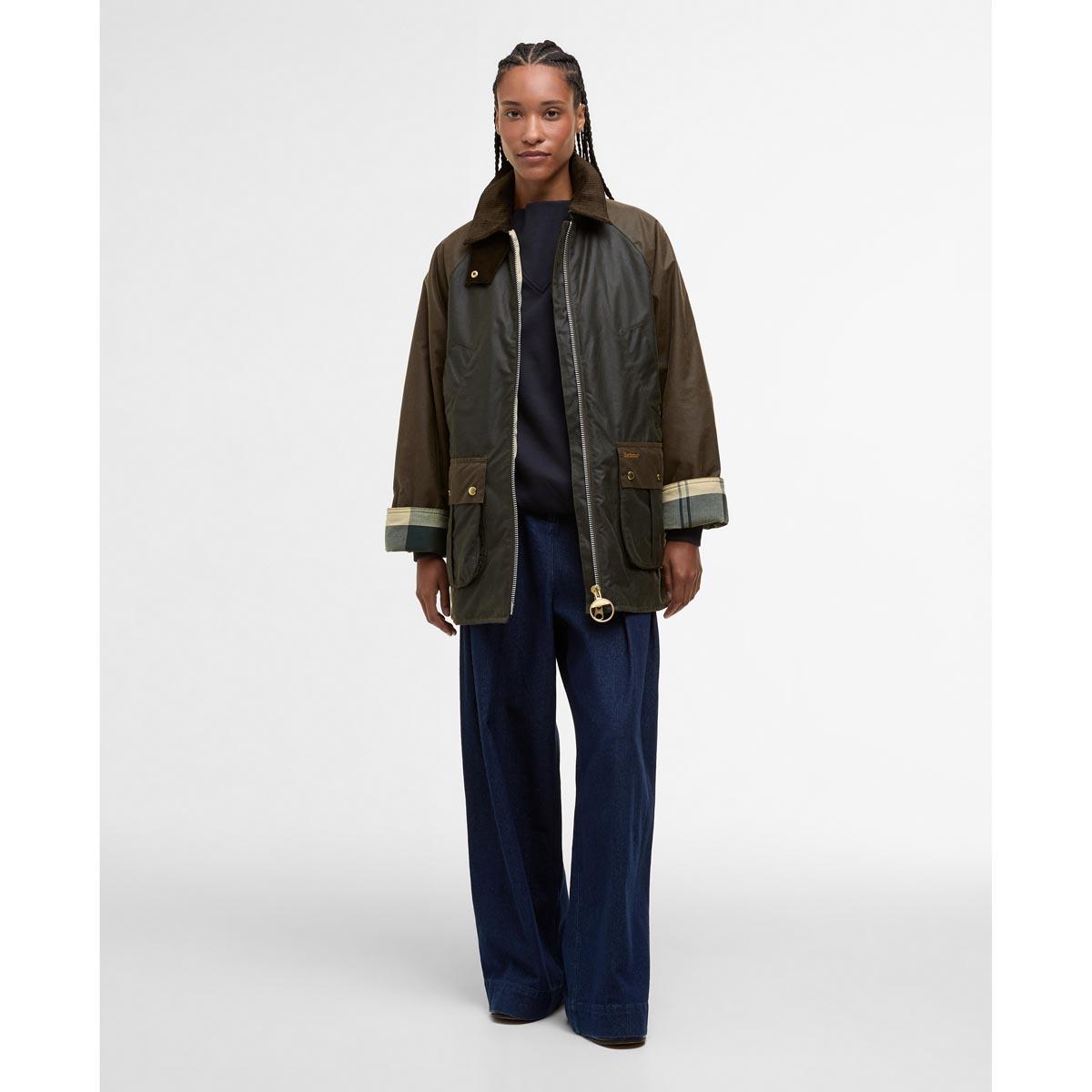 Archive Olive/Beech/Ancient Tartan Barbour Womens Kettlewell Wax Jacket ON Model