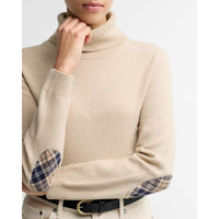 Ecru/Hessian Tartan Barbour Womens Pendle Roll Collar Jumper SLEEVES