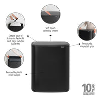 Matt Black Brabantia Bo Touch Bin 60 Litre Product Features