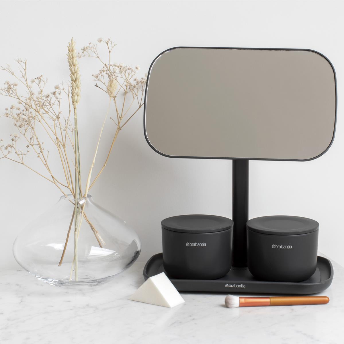 Dark Grey Brabantia Mirror With Storage Tray Lifestyle