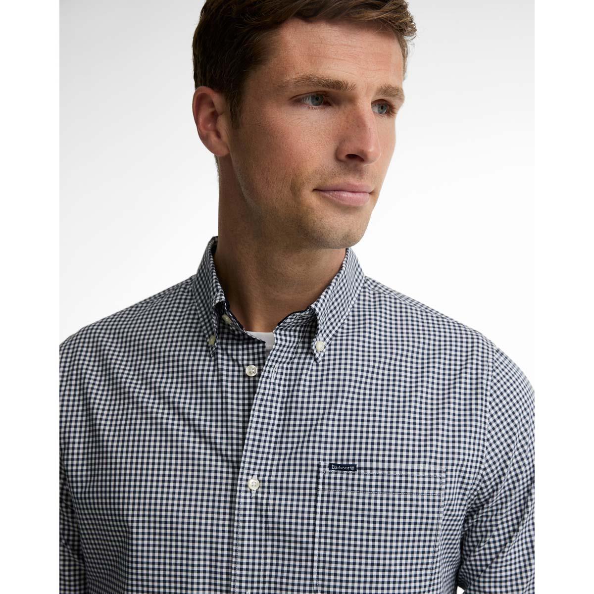 NAVY Harbourwall Tailored Gingham Shirt LOGO