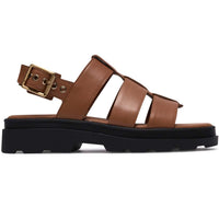 Tan Leather Clarks Womens Orinoco3 Strap Sandals Side