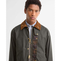 SAGE Barbour Mens Icons Beaufort Wax Jacket COLLAR