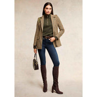 Forest Green Holland Cooper Womens Tori Quarter Zip Knitted Jumper On Model Full Outfit