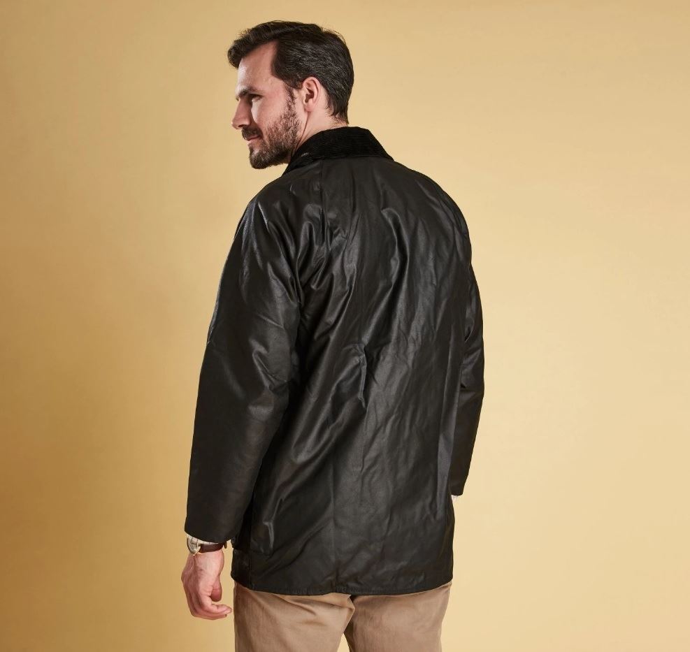 Olive Barbour Mens Beaufort Wax Jacket Back