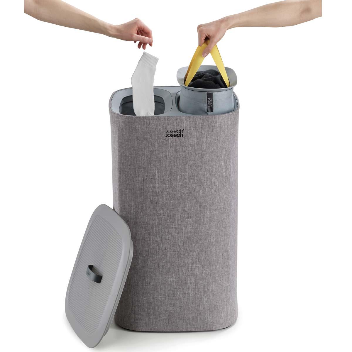 Grey Joseph Joseph Tota 60-Litre Laundry Separation Basket use