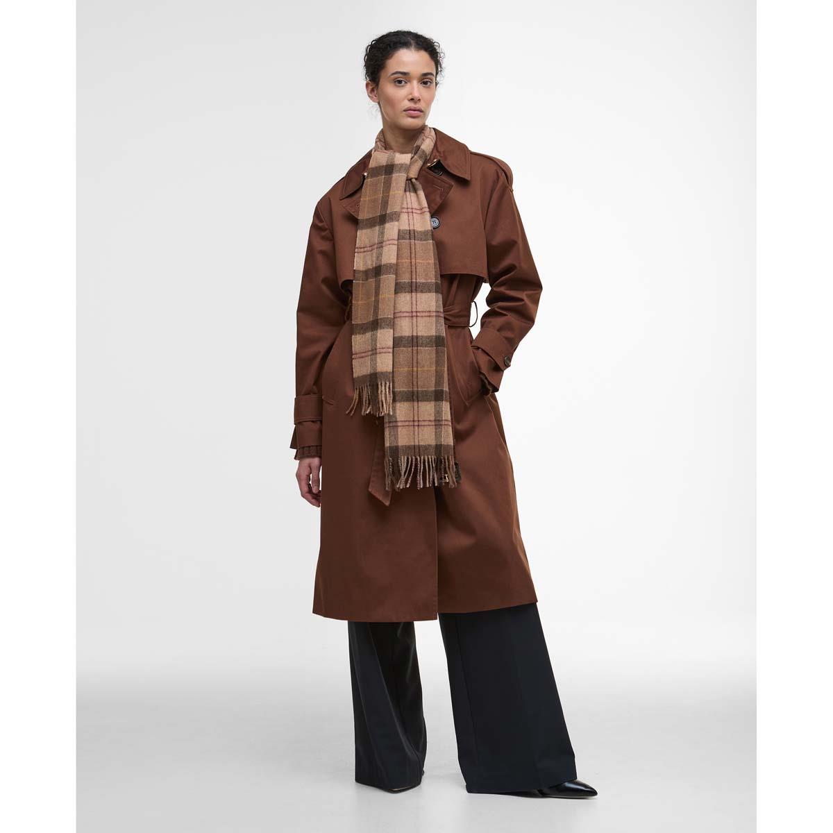 Gardenia Tartan Barbour Unisex Tartan Scarf On Model