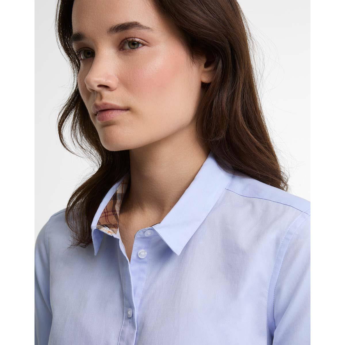 Pale Blue/Light Muted Tartan Barbour Womens Derwent Shirt COLLAR