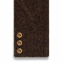 Chocolate Holland Cooper Womens Sloane Fingerless Gloves Cuff Detail