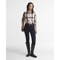 Ecru Muted Tartan Barbour Womens Moorland Shirt On Model