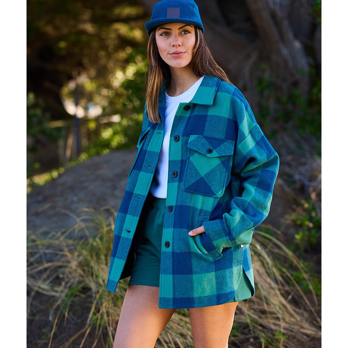 Coastal Check Swanndri Womens Harbourage Lite Wool Shirt Jacket Lifestyle