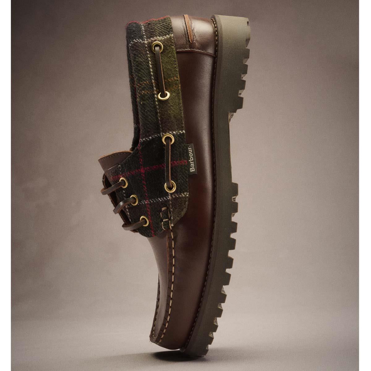 DARK BROWN/CORD Barbour Mens Deck Boat Shoe LS