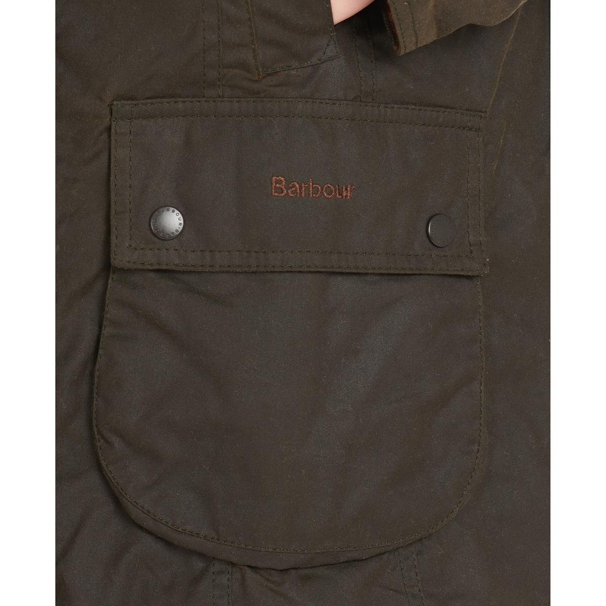 Olive Barbour Womens Classic Beadnell Wax Jacket Detail