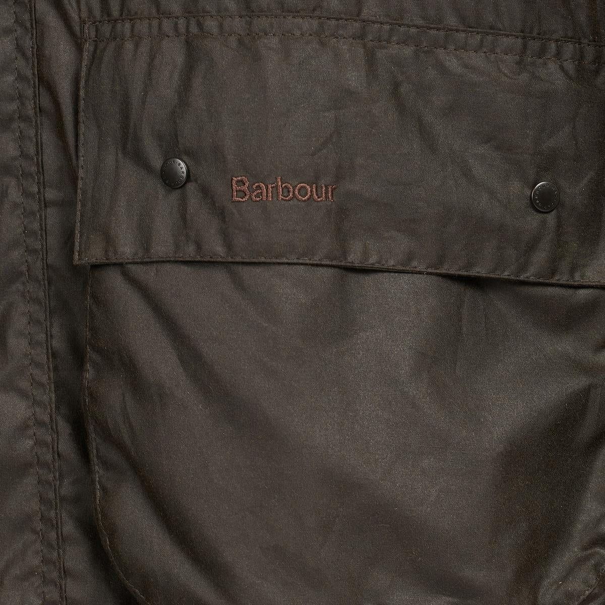 Olive Barbour Classic Durham Wax Jacket Detail