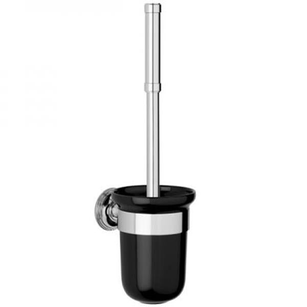 Chrome Plated Samuel Heath Style Moderne Toilet Brush Black Ceramic N6649B