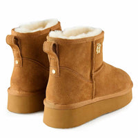 Tan Holland Cooper Womens Shearling Platform Boot Back