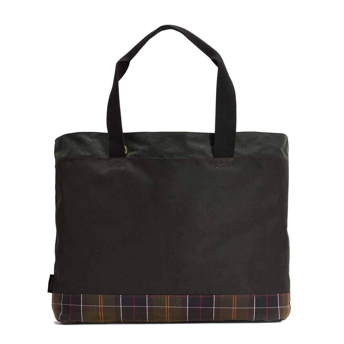 Sage/Classic Barbour Field Wax Tote Bag Back