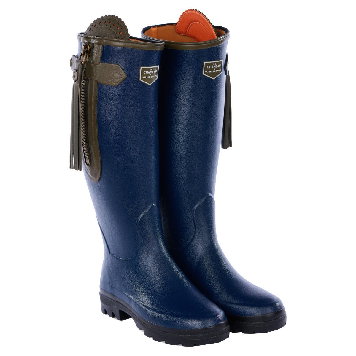 Le Chameau x Fairfax & Favor L'Alliance Neo Boots Navy Narrow