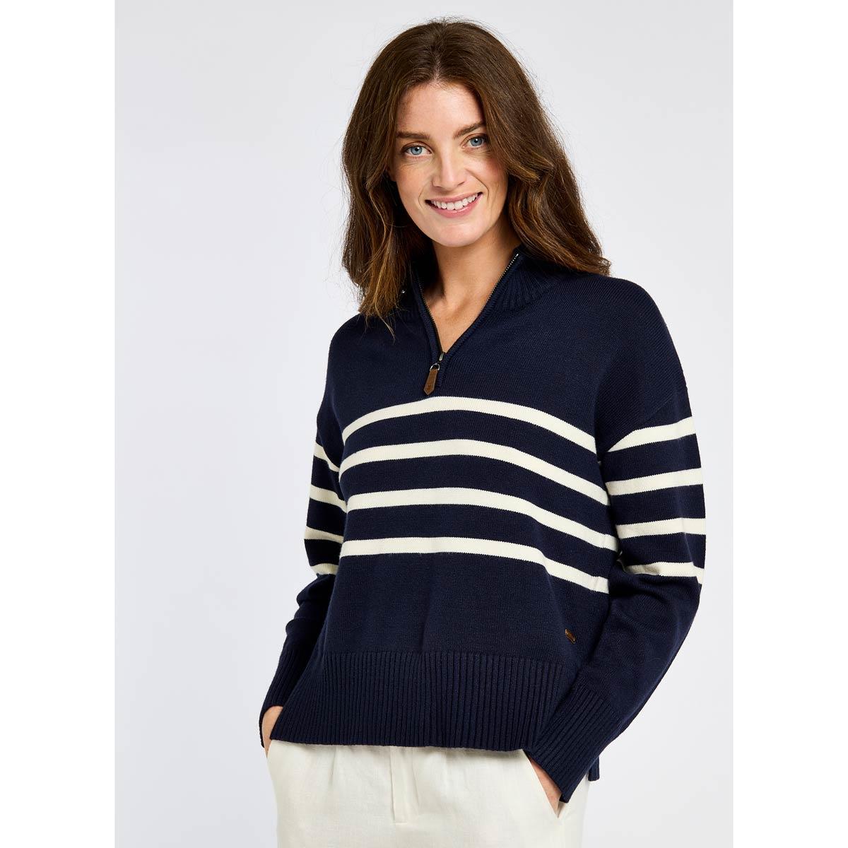 Dubarry Womens Fonthill Striped Zip Neck Jumper
