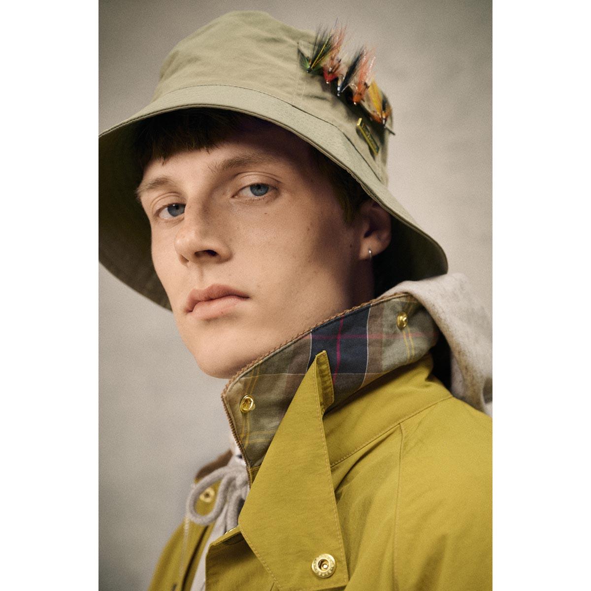 Mist Barbour Mens Tracker Showerproof Bucket Hat lifestyle3