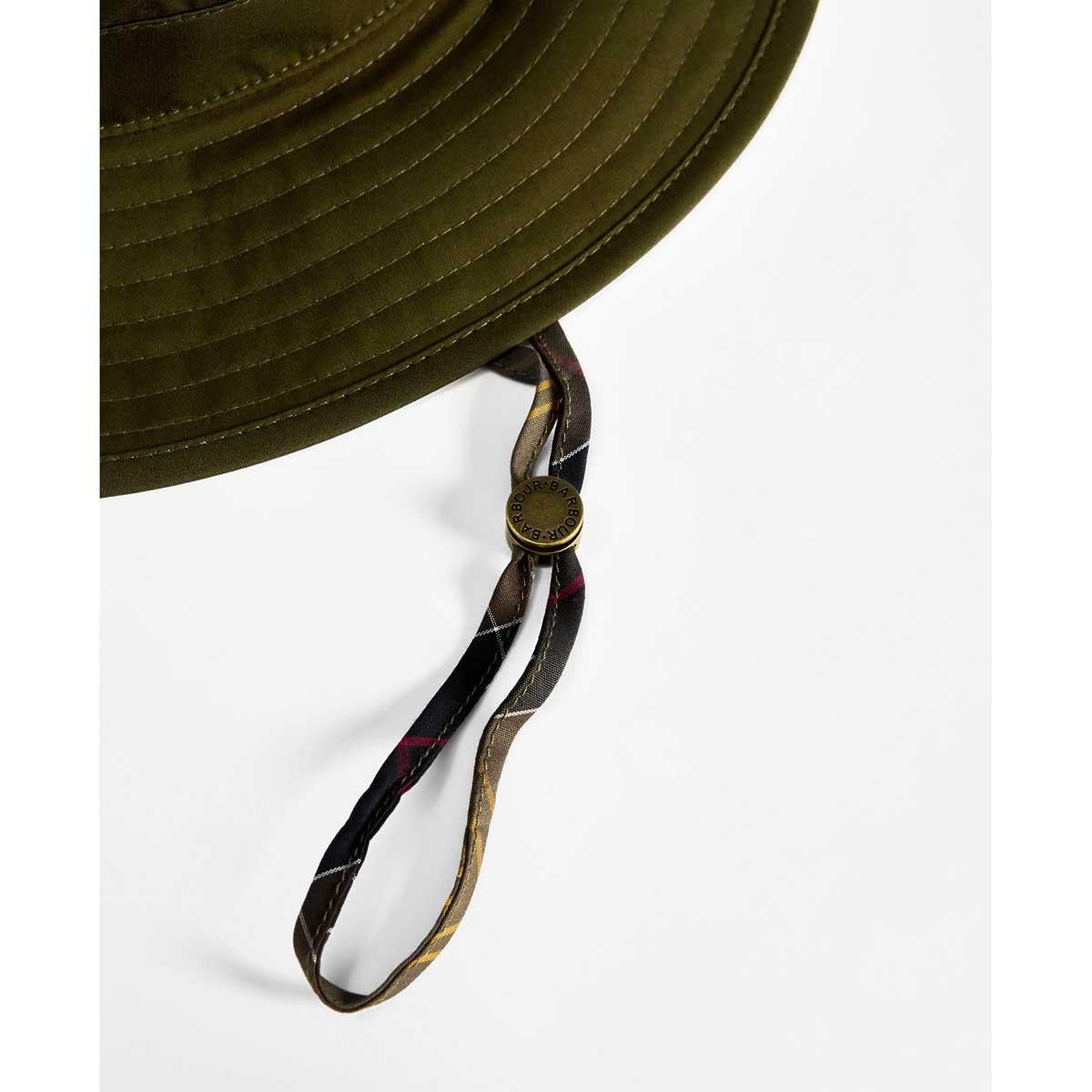 Dark Olive Barbour Longhall Bucket Hat cord