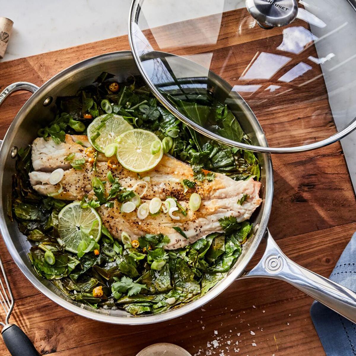 Le Creuset Signature 3-ply Stainless Steel 28cm Uncoated Deep Frying Pan