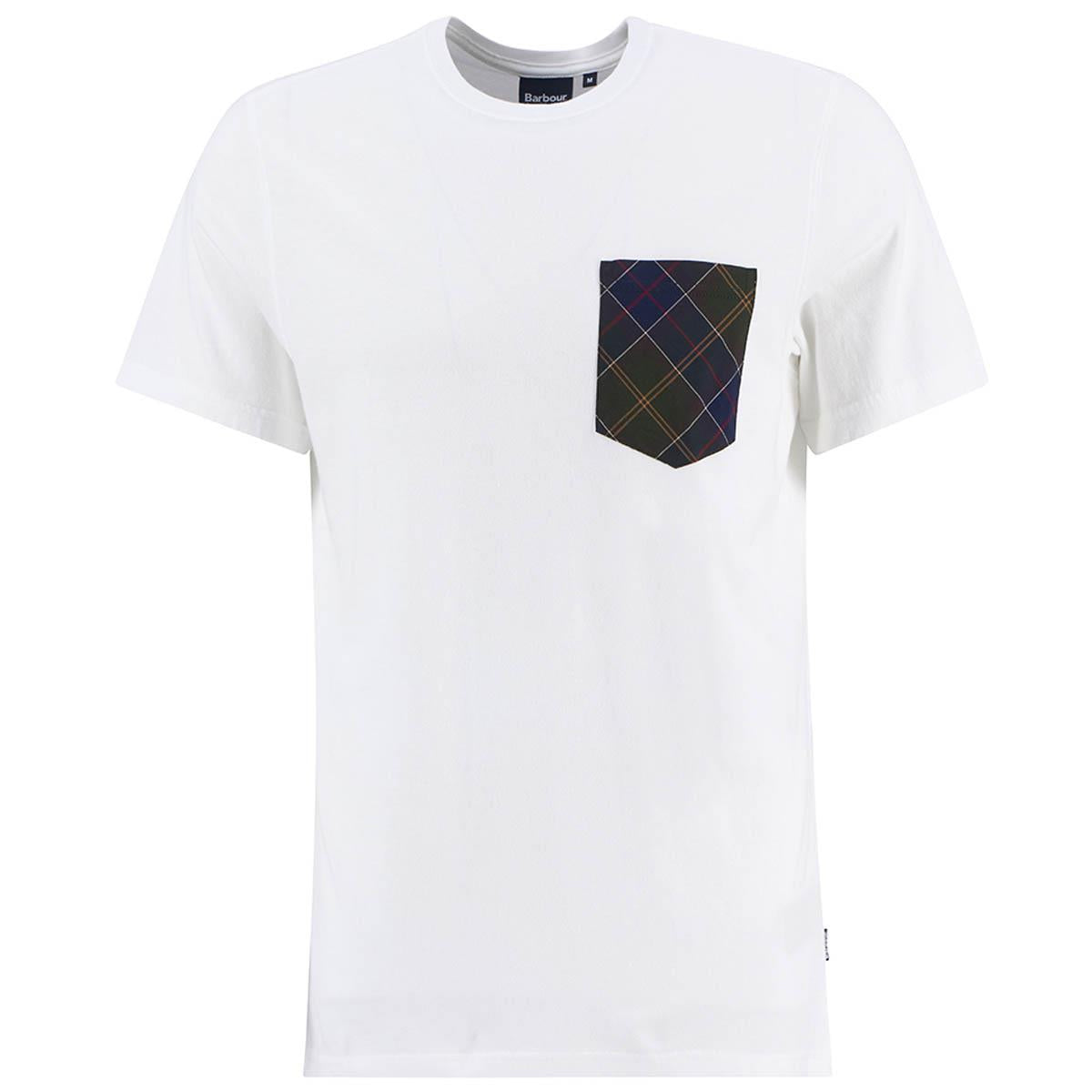 White Barbour Mens Arnside Tartan Pocket T-Shirt