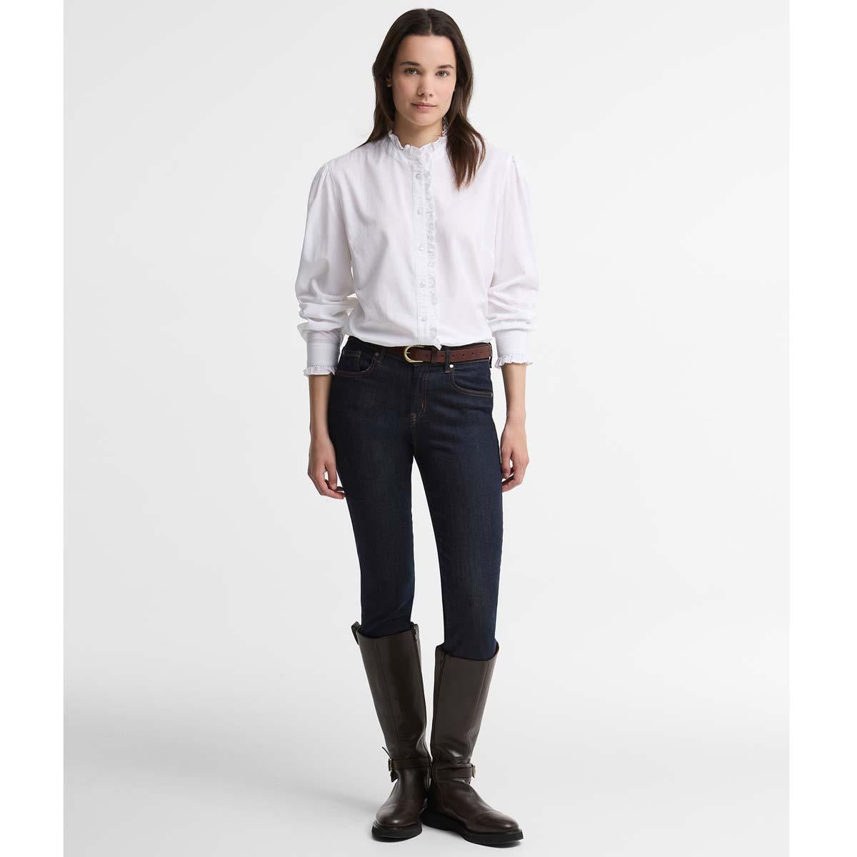 White Barbour Womens Clemency Shirt On Model