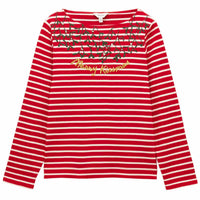 Red/Cream Kissmass Joules Womens Festive Harbour Top