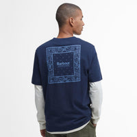 Navy Barbour Mens Thornley Relaxed Fit Graphic T-Shirt Model Back
