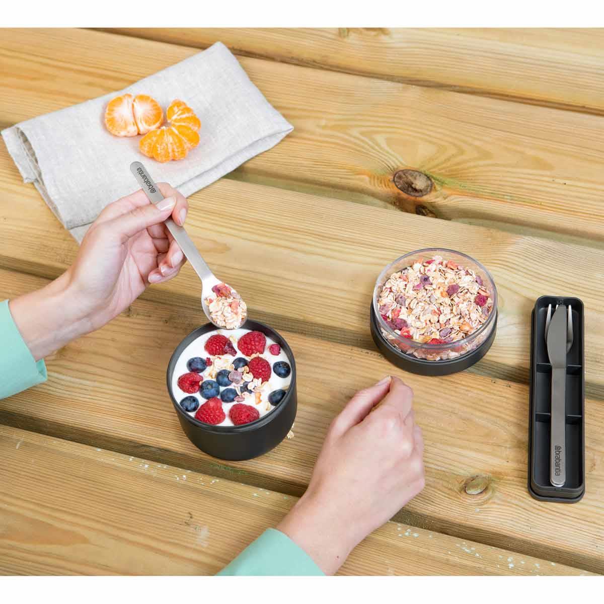 Dark Grey Brabantia Make & Take Breakfast Bowl Lifestyle