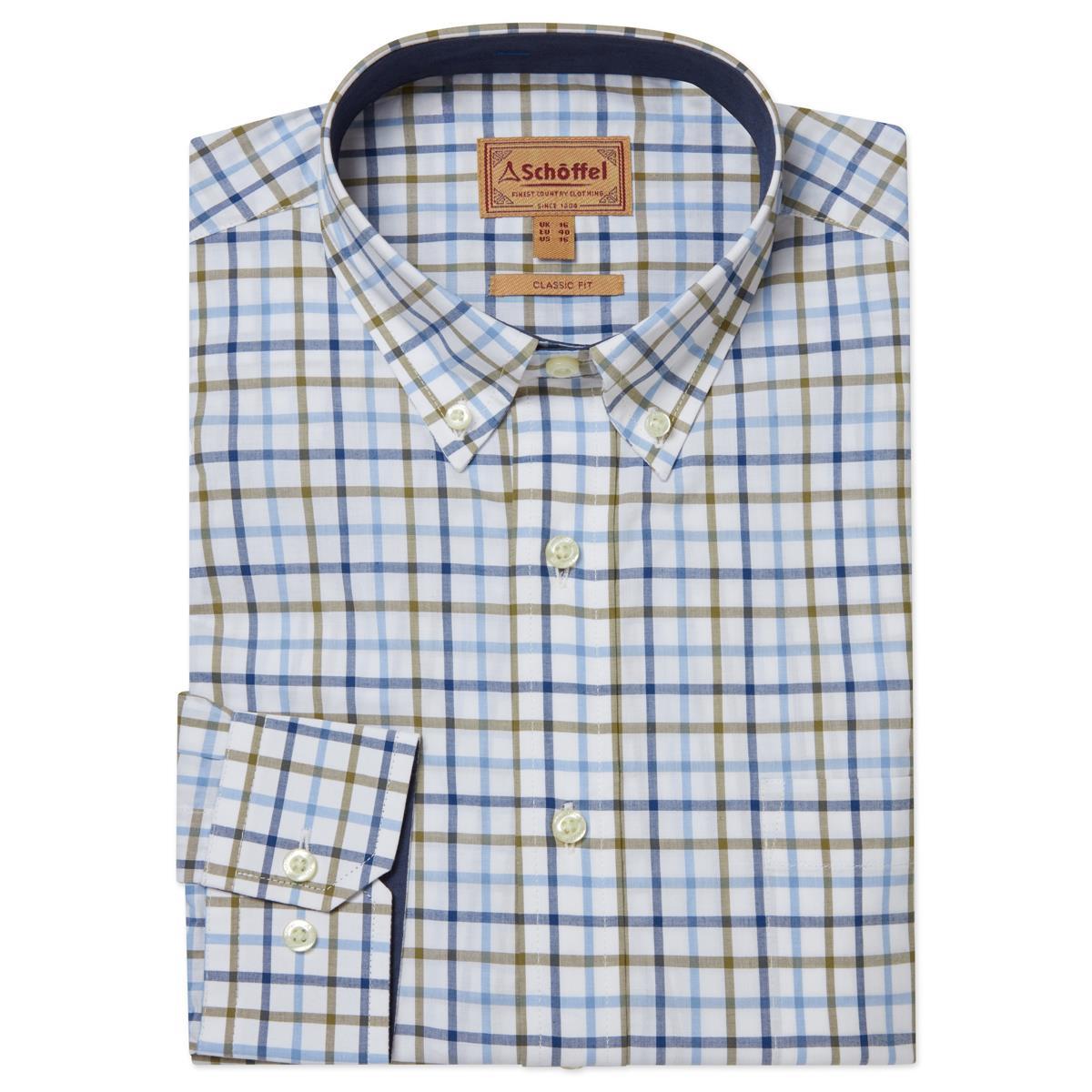 French Navy/Light Blue Schoffel Mens Holkham Shirt