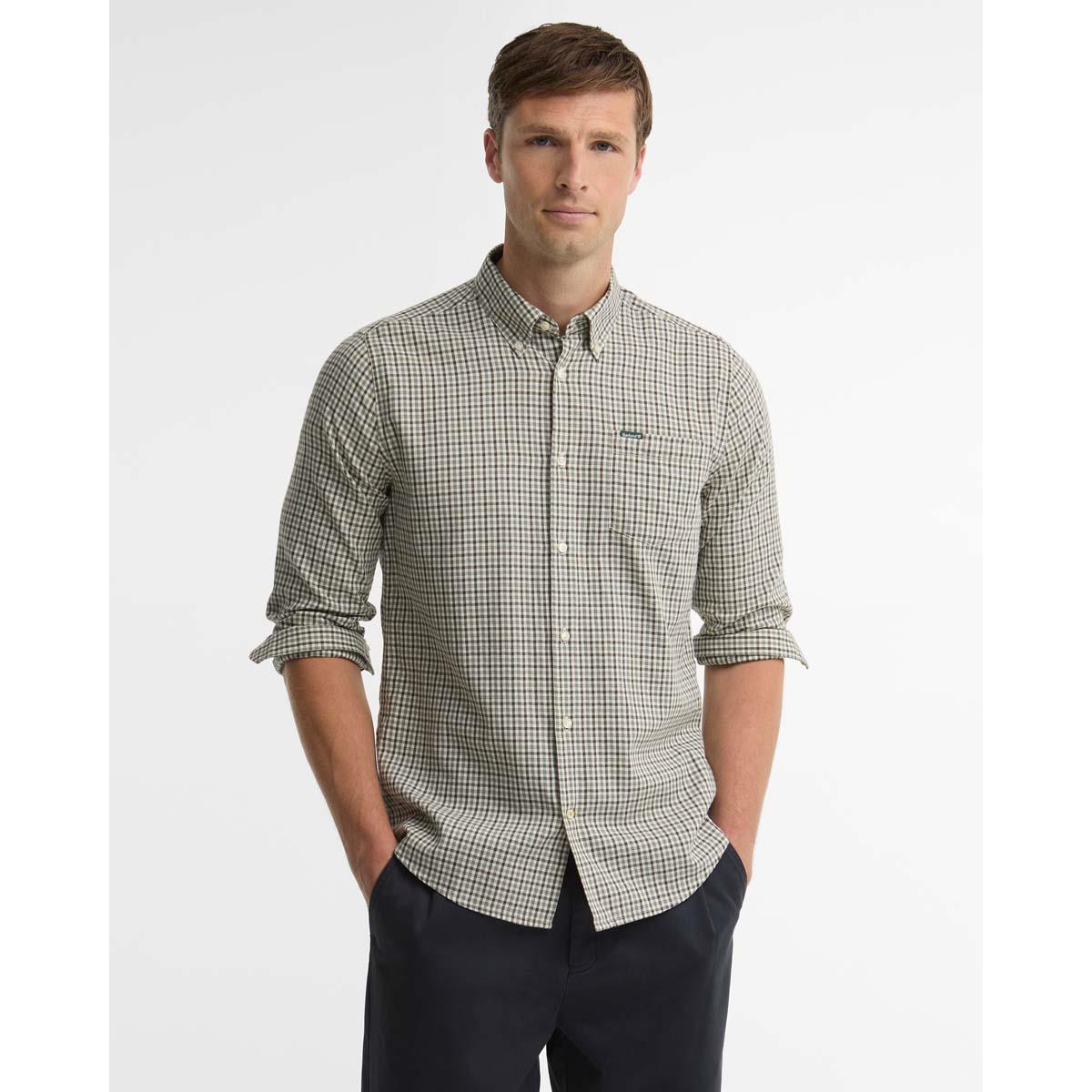 Olive Barbour Mens Padshaw Tailored Shirt Front