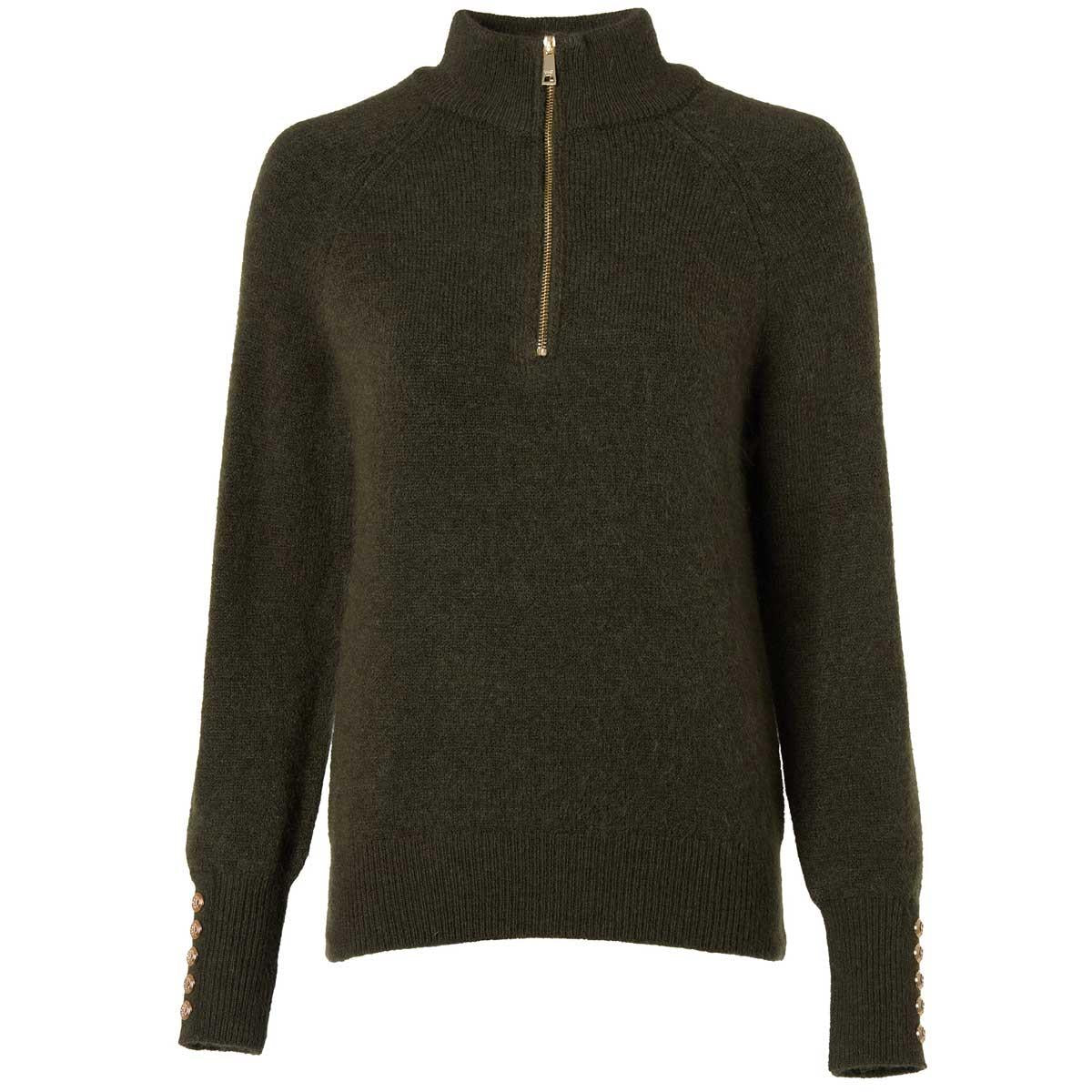 Forest Green Holland Cooper Womens Tori Quarter Zip Knitted Jumper