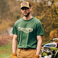 vintage teal Triumph Mens Fork Seal Tee lifestyle