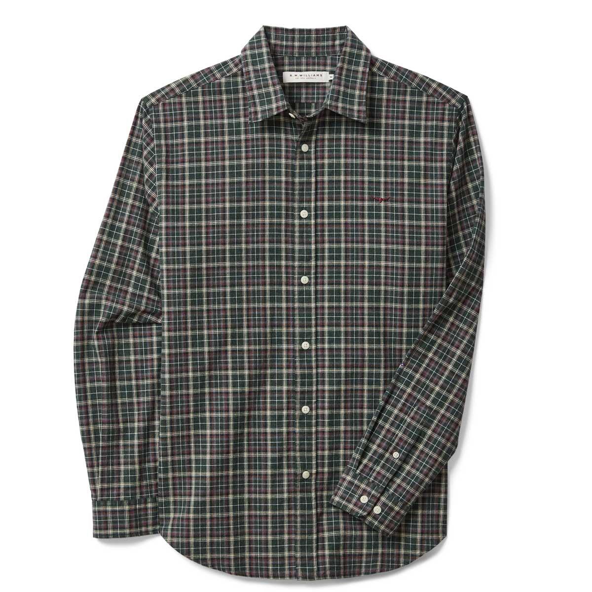 Pine Cream Red R.M. Williams Mens Lincoln Regular Oxford Shirt