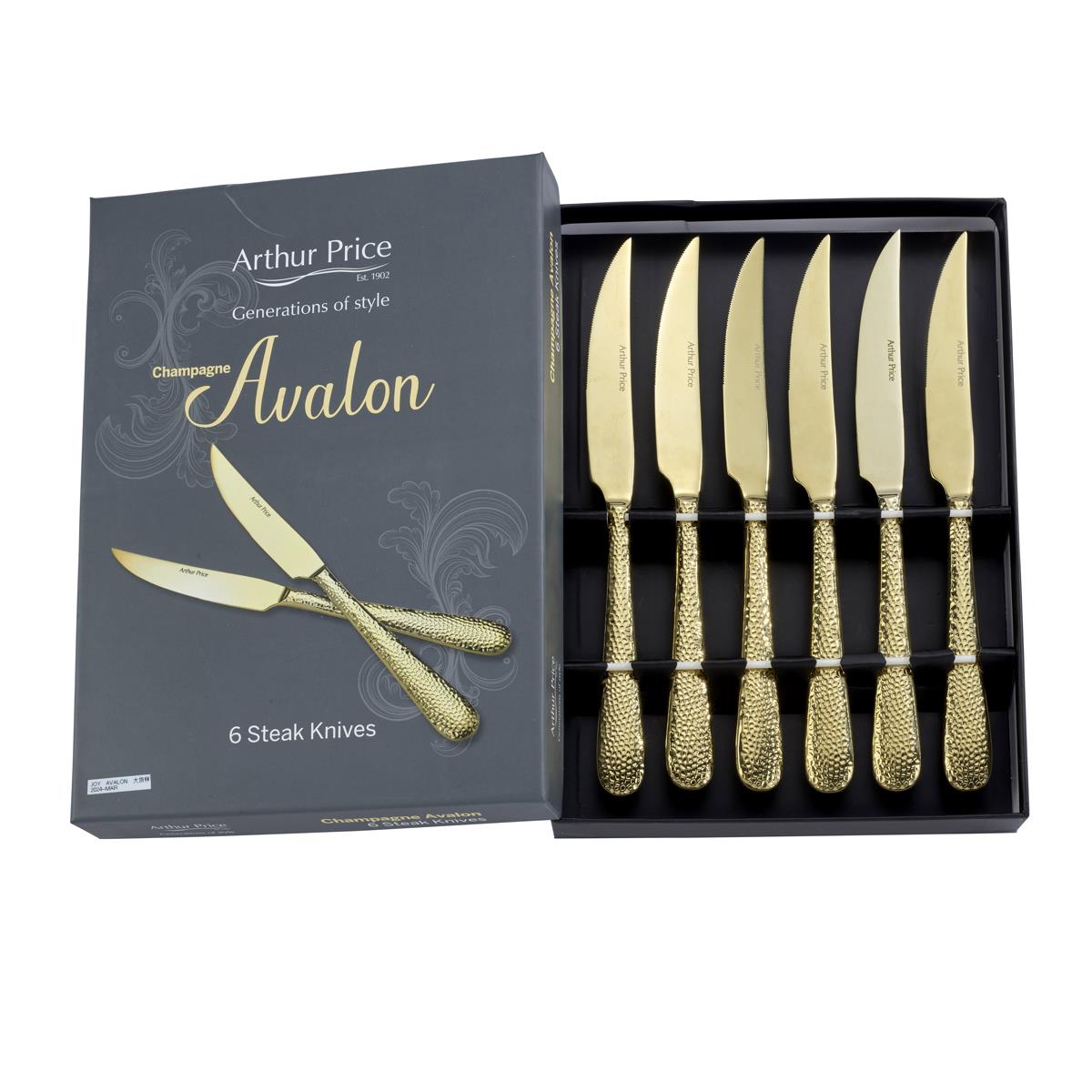Arthur Price Champagne Avalon Set of 6 Steak Knives