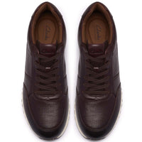 Brown Leather Clarks Mens Radwell Tie Trainers Top View