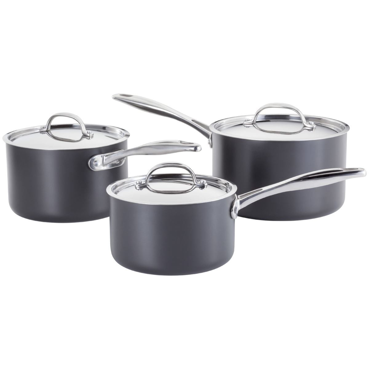 Stellar 3 Piece Non-Stick Hard Anodised Saucepan Set