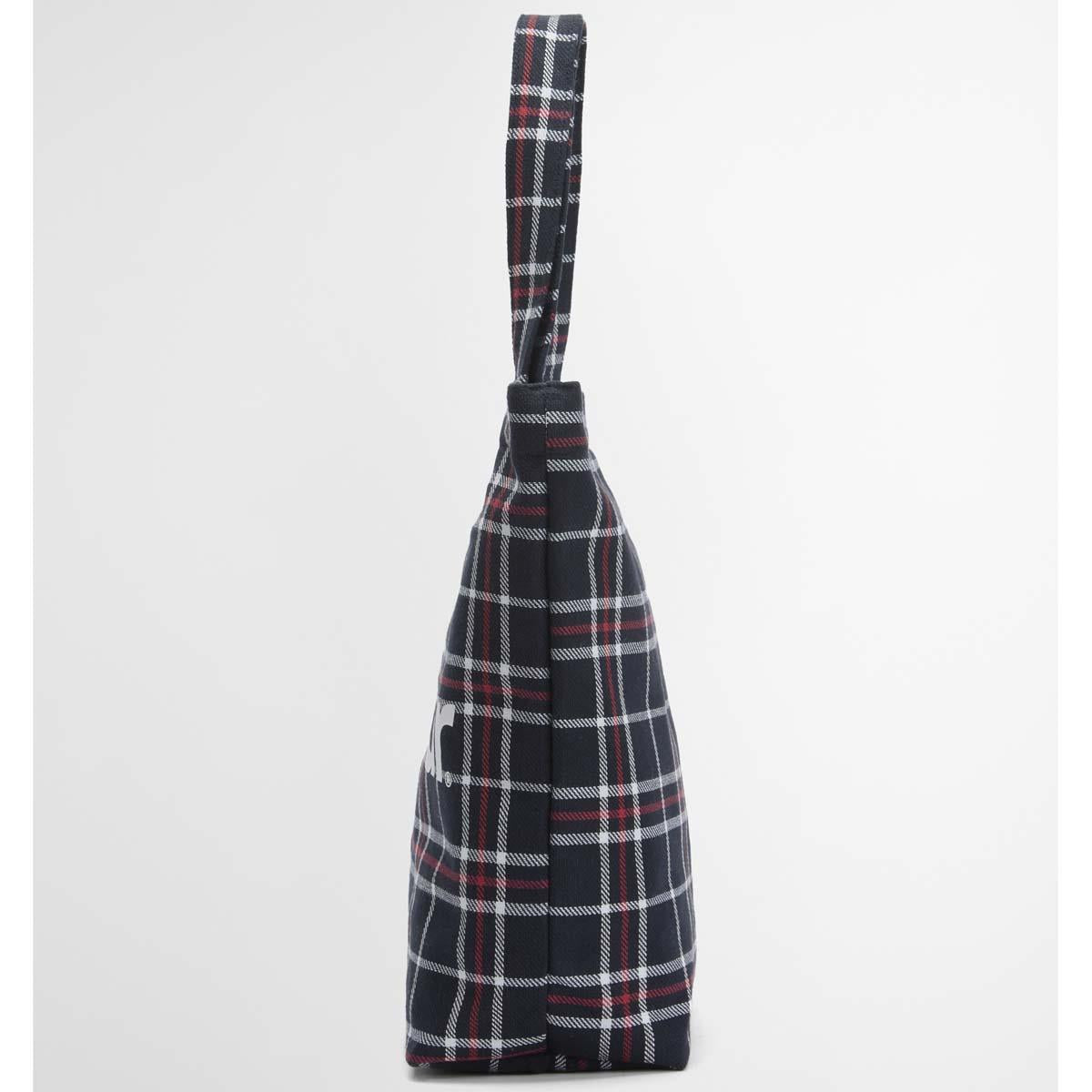 Navy/Red Check Barbour Mini Telfield Tartan Tote side